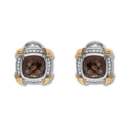 Quartz Earrings 1/5 ct tw Diamonds Sterling Silver/14K Gold