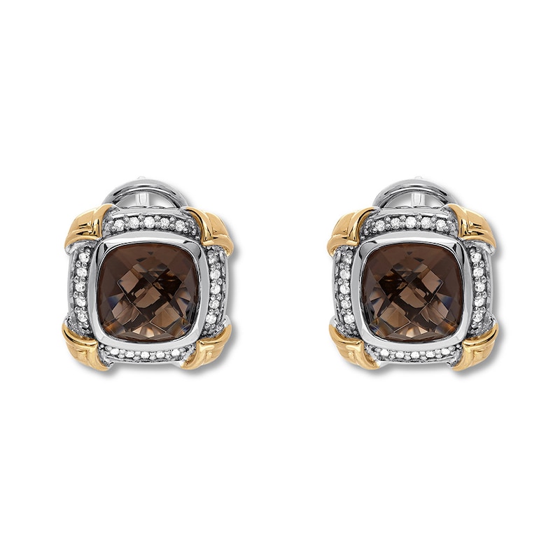 Main Image 1 of Quartz Earrings 1/5 ct tw Diamonds Sterling Silver/14K Gold