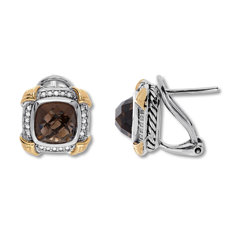 Main Image 2 of Quartz Earrings 1/5 ct tw Diamonds Sterling Silver/14K Gold