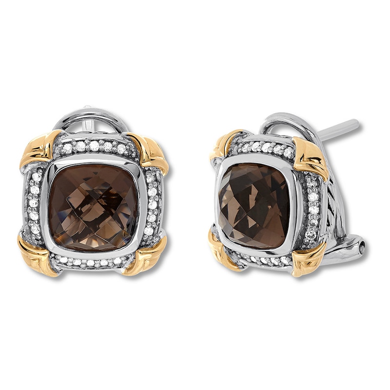 Main Image 3 of Quartz Earrings 1/5 ct tw Diamonds Sterling Silver/14K Gold