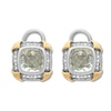 Green Quartz Earrings 1/5 ct tw Diamonds St. Silver/14K Gold