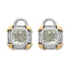 Green Quartz Earrings 1/5 ct tw Diamonds St. Silver/14K Gold