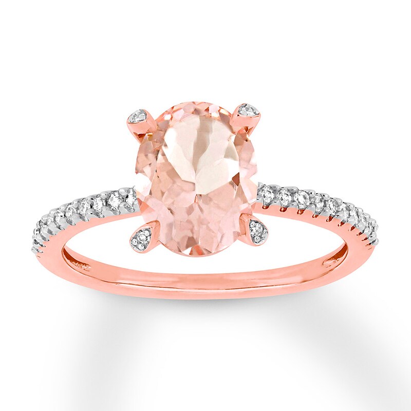Main Image 1 of Morganite Ring 1/10 carat tw Diamonds 10K Rose Gold