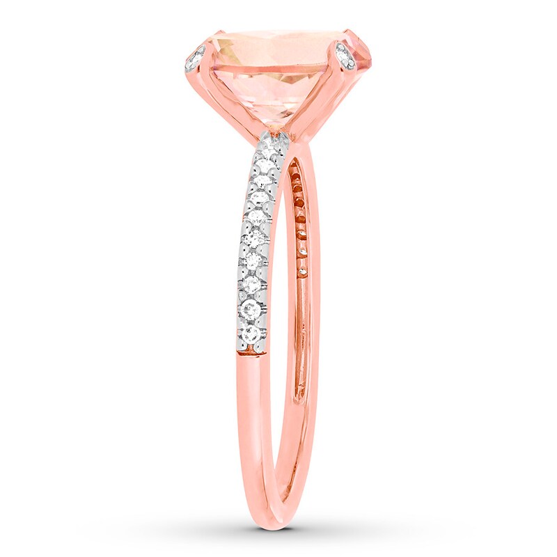 Main Image 2 of Morganite Ring 1/10 carat tw Diamonds 10K Rose Gold