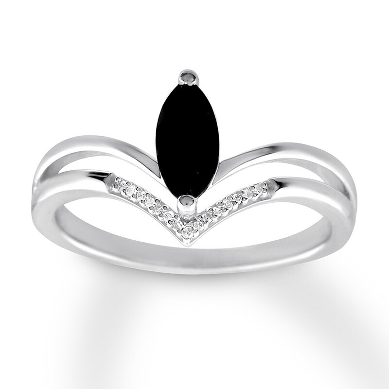 Onyx Ring Diamond Accents Sterling Silver Jared