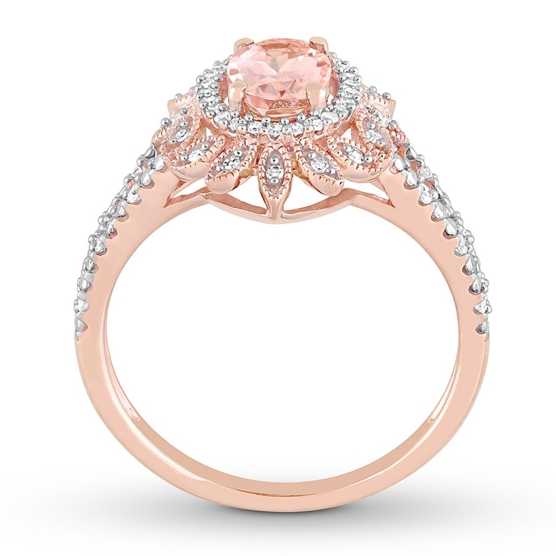 Morganite Ring 1/5 ct tw Diamonds 10K Rose Gold