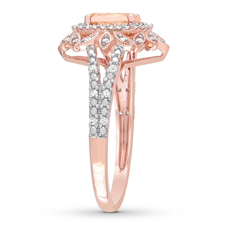 Morganite Ring 1/5 ct tw Diamonds 10K Rose Gold