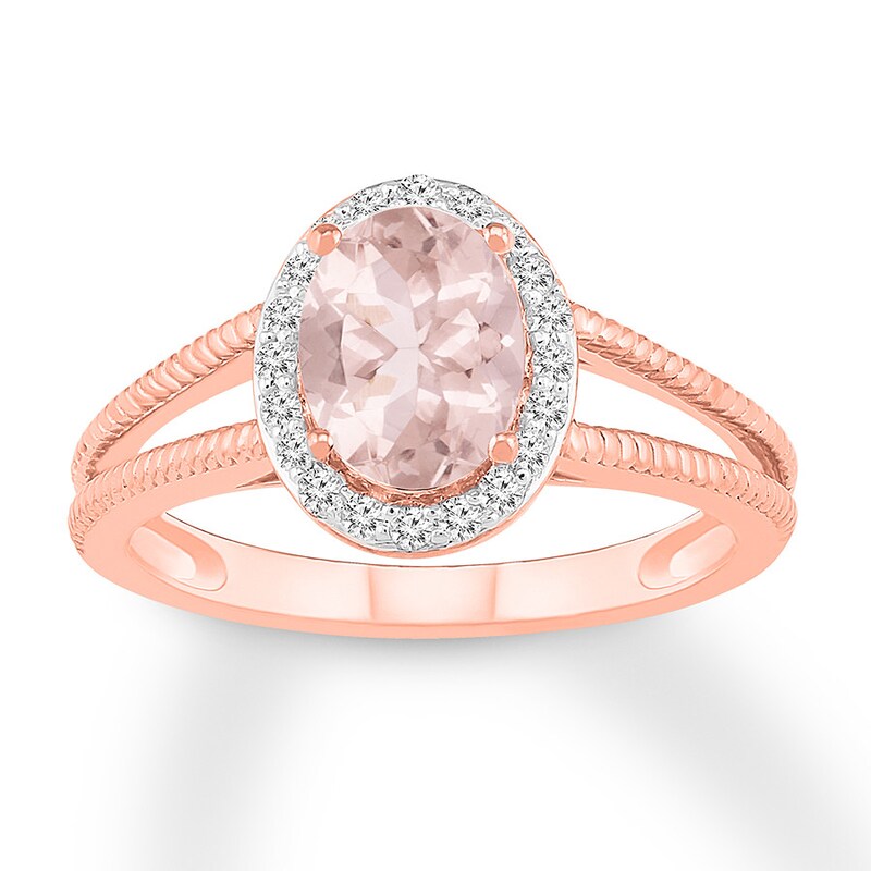 Morganite Ring White Topaz 10K Rose Gold