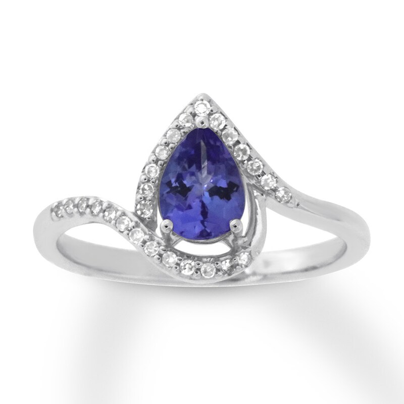 Tanzanite Ring 1/8 ct tw Diamonds 14K White Gold