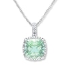 Thumbnail Image 0 of Green Quartz Necklace 1/10 ct tw Diamonds Sterling Silver