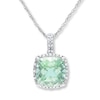 Thumbnail Image 1 of Green Quartz Necklace 1/10 ct tw Diamonds Sterling Silver