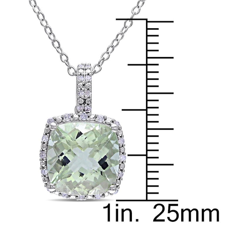 Main Image 3 of Green Quartz Necklace 1/10 ct tw Diamonds Sterling Silver