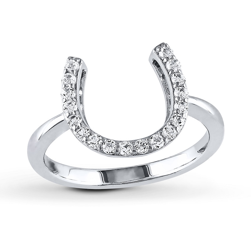 Main Image 1 of Topaz Horseshoe Ring Sterling Silver