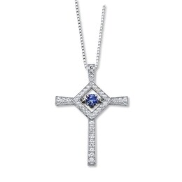Colors in Rhythm Cross Necklace Tanzanite Sterling Silver