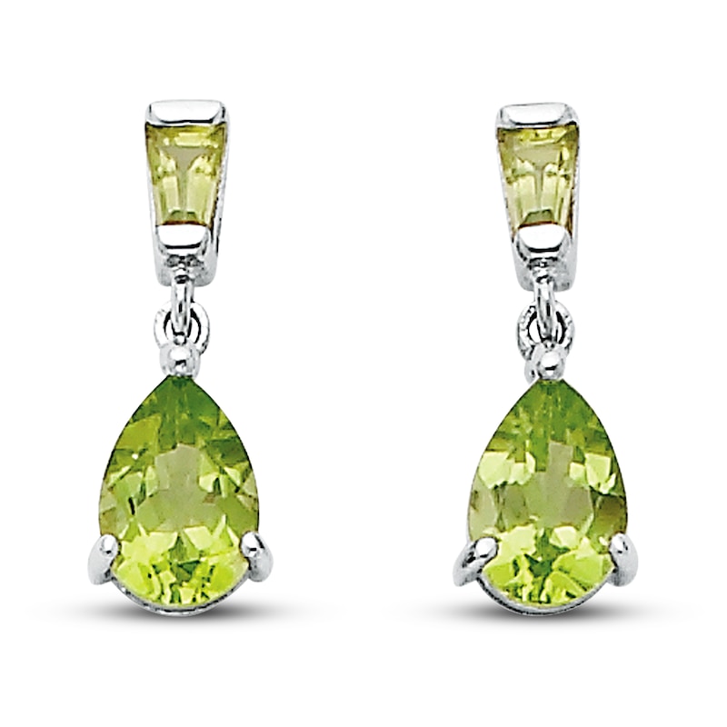 Main Image 1 of Peridot Earrings 14K White Gold
