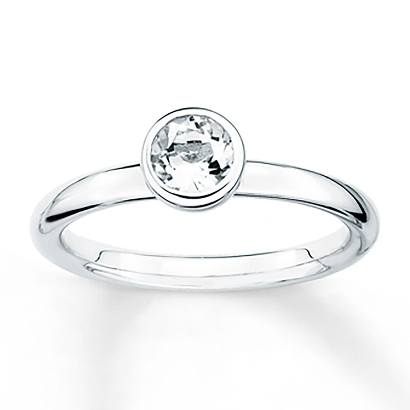 Stackable Ring White Topaz Sterling Silver