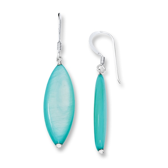 Jared Dangle Earrings Blue Mother-of-Pearl Sterling Silver