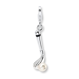Golf Club Charm Cultured Pearl Sterling Silver