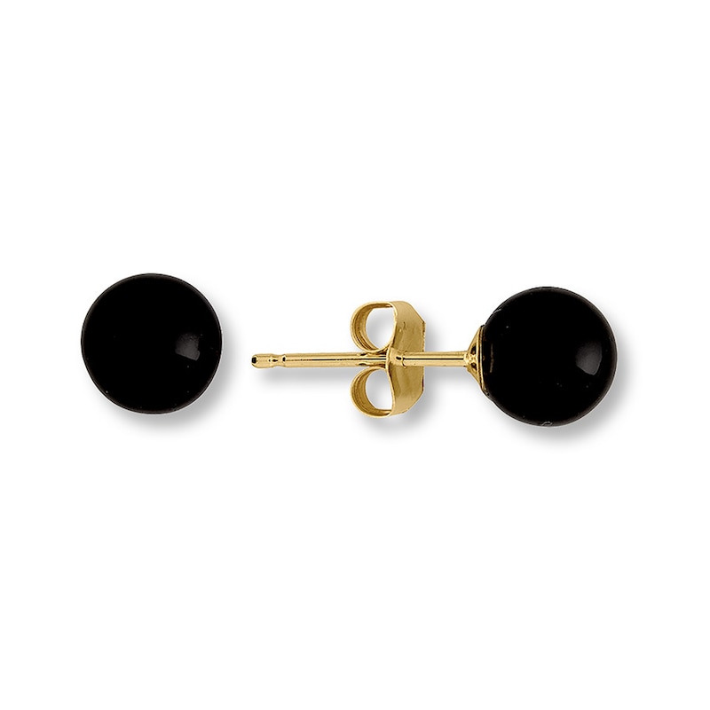 Onyx Bead Earrings 14K Yellow Gold