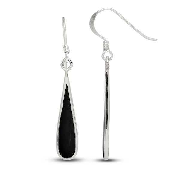 Onyx Teardrop Earrings Sterling Silver