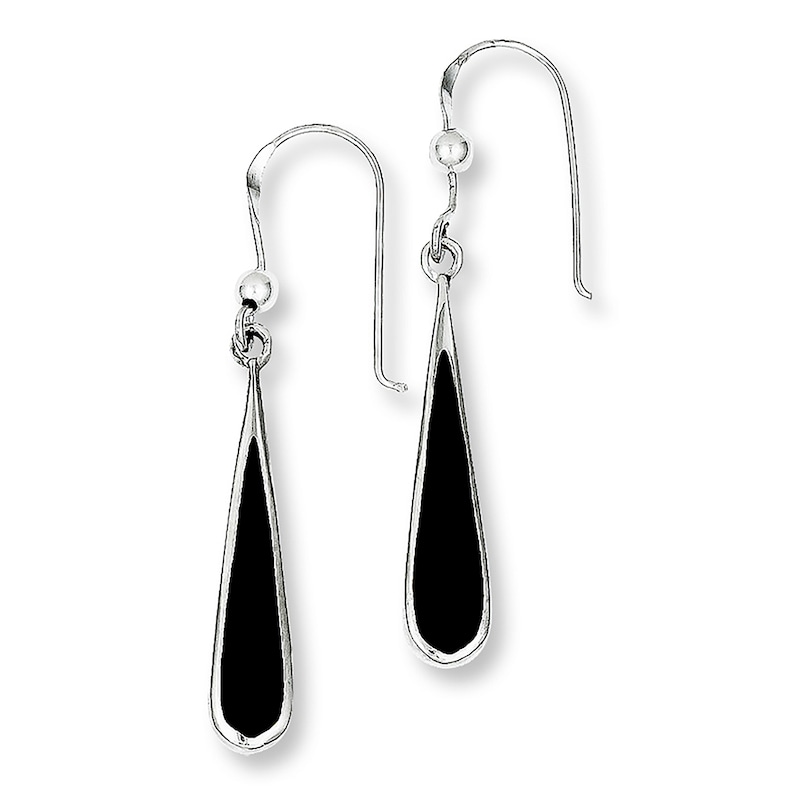 Onyx Teardrop Earrings Sterling Silver