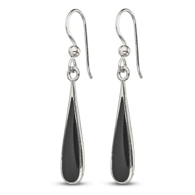 Main Image 2 of Onyx Teardrop Earrings Sterling Silver