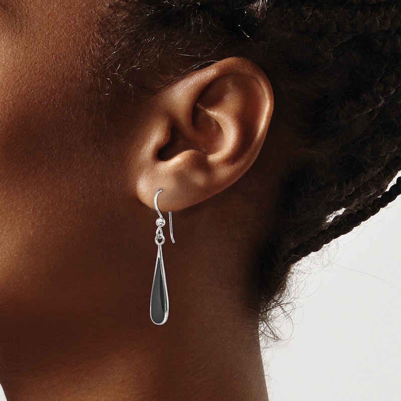 Main Image 3 of Onyx Teardrop Earrings Sterling Silver