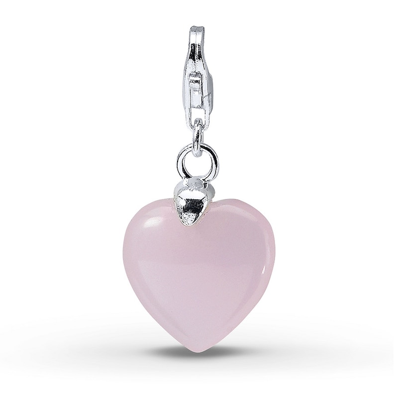 Main Image 1 of Heart Charm Rose Quartz Sterling Silver