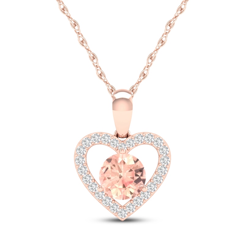 Natural Morganite Necklace 1/15 ct tw Diamonds 10K Rose Gold