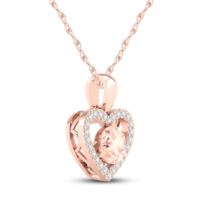 Natural Morganite Necklace 1/15 ct tw Diamonds 10K Rose Gold