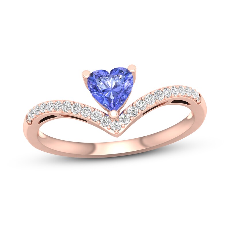 Natural Tanzanite Ring 1/10 ct tw Diamonds 10K Rose Gold