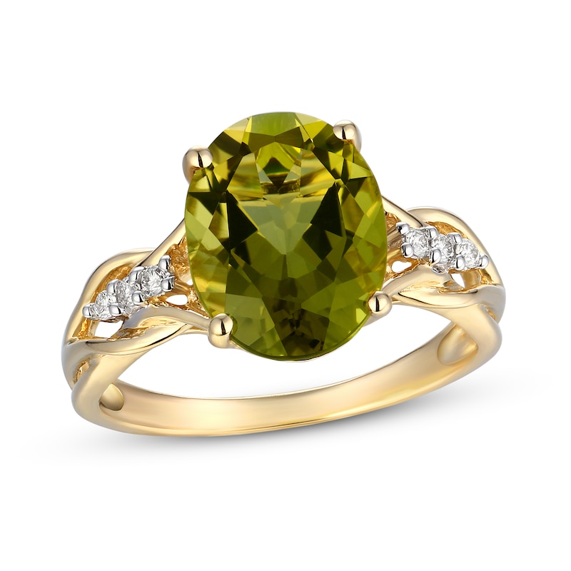 Natural Quartz Ring 1/15 ct tw Diamonds 10K Yellow Gold