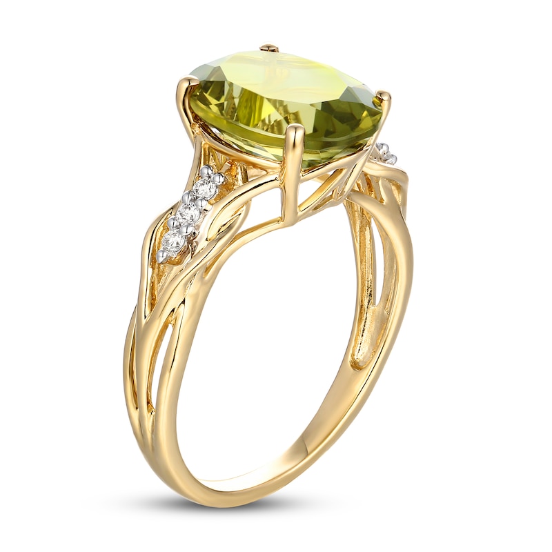 Natural Quartz Ring 1/15 ct tw Diamonds 10K Yellow Gold