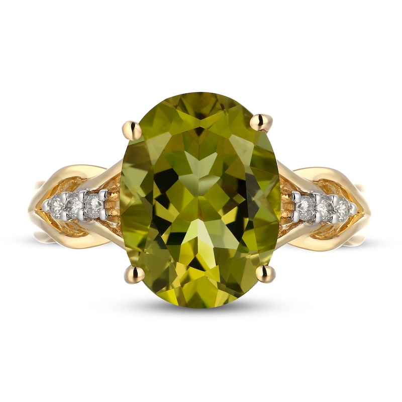 Main Image 3 of Natural Quartz Ring 1/15 ct tw Diamonds 10K Yellow Gold