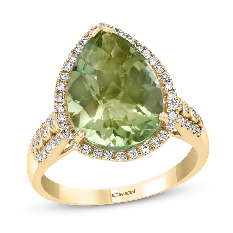 Effy Natural Quartz Ring 1/3 ct tw Diamonds 14K Yellow Gold