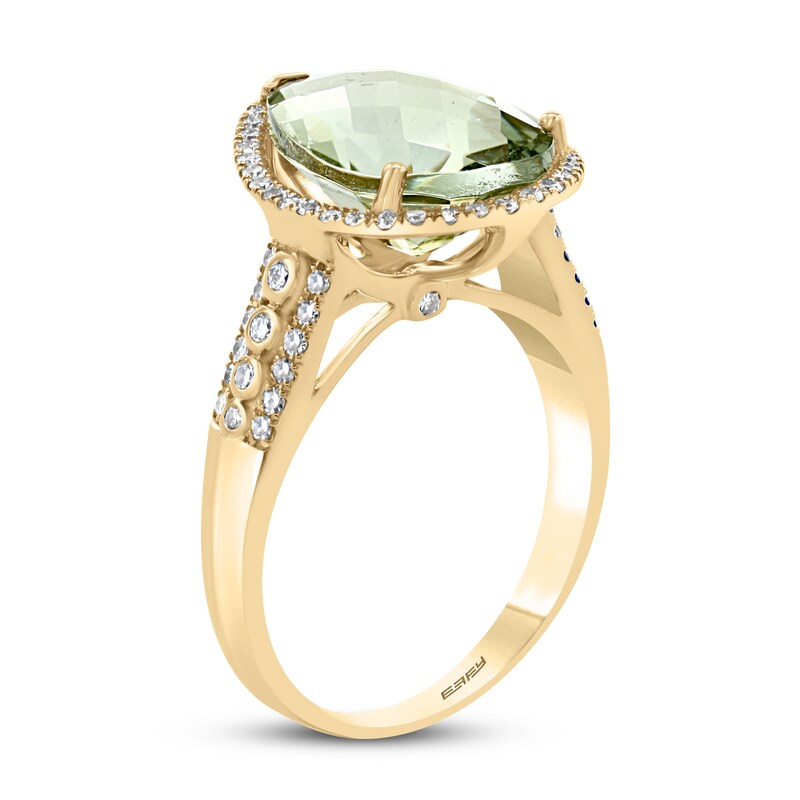 Effy Natural Quartz Ring 1/3 ct tw Diamonds 14K Yellow Gold