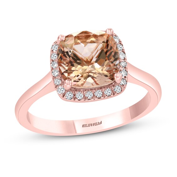 Natural Morganite Ring 1/10 ct tw Diamonds 14K Rose Gold | Fashion