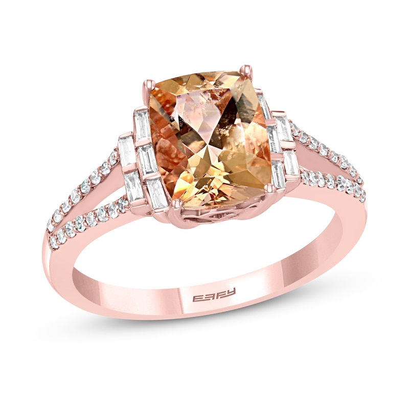 Effy Natural Morganite Ring 1/4 ct tw Diamonds 14K Rose Gold with 360