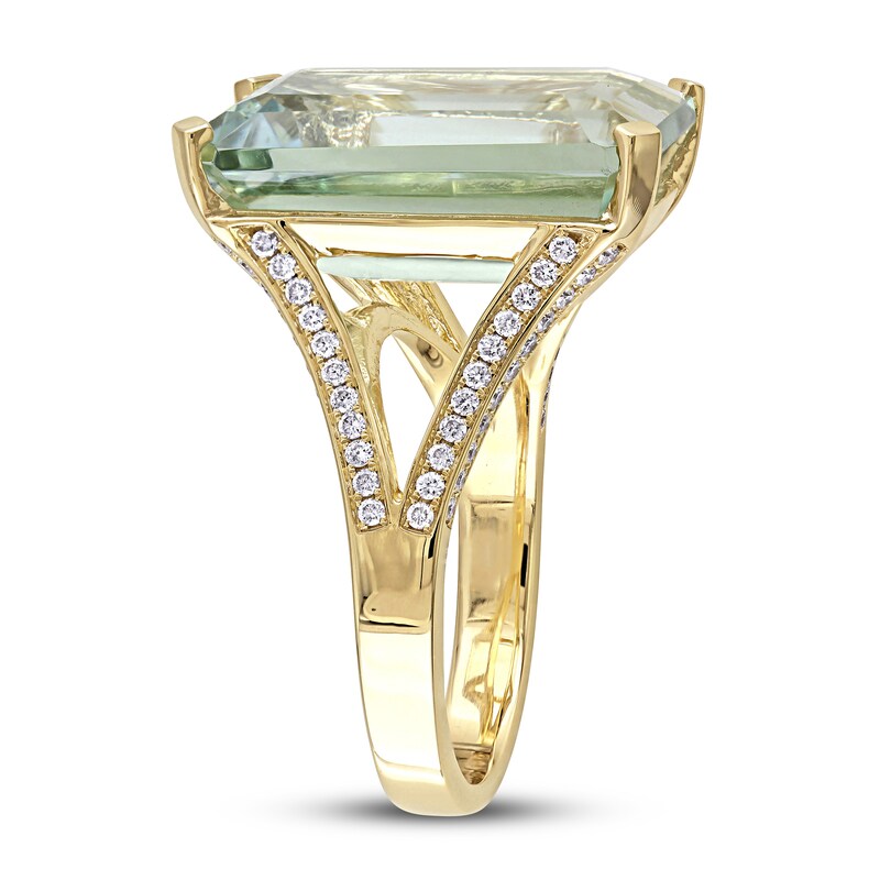 Natural Quartz Ring 1/2 ct tw Diamonds 14K Yellow Gold