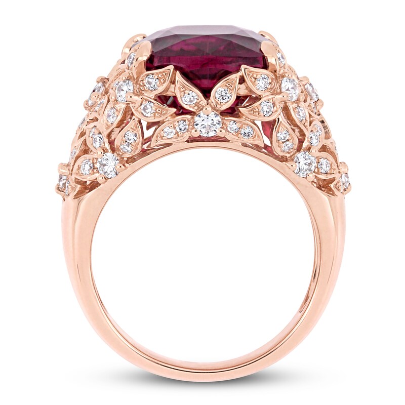 Natural Pink Tourmaline Ring 7/8 ct tw Diamonds 14K Rose Gold