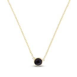 Natural Black Onyx Necklace 14K Yellow Gold