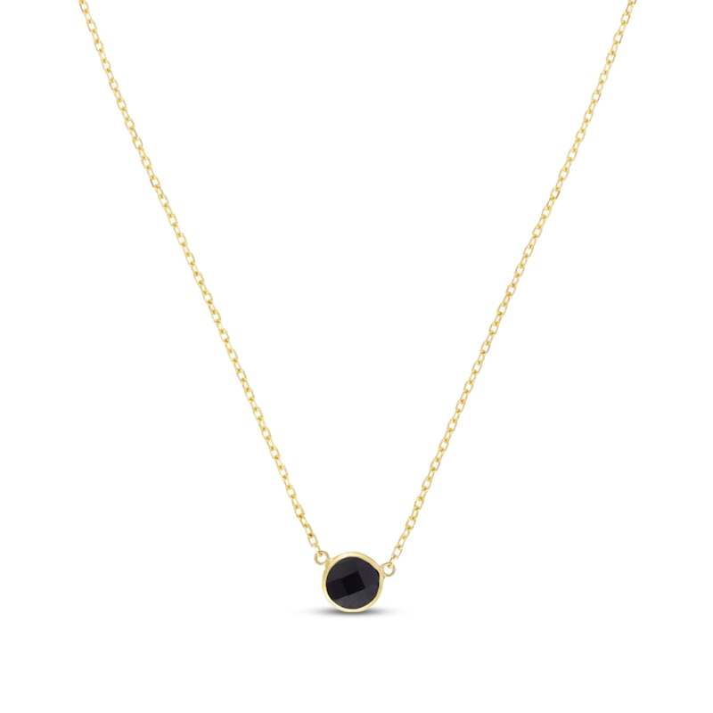Main Image 1 of Natural Black Onyx Necklace 14K Yellow Gold