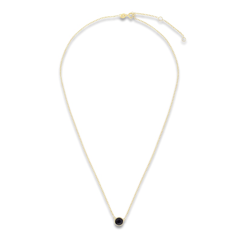 Main Image 2 of Natural Black Onyx Necklace 14K Yellow Gold