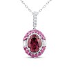 Thumbnail Image 1 of Natural Rhodolite Garnet Necklace 1/10 ct tw Diamonds 10K White Gold