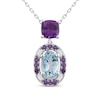 Thumbnail Image 1 of Natural Amethyst & Natural Aquamarine Necklace 1/15 ct tw Diamonds 10K White Gold