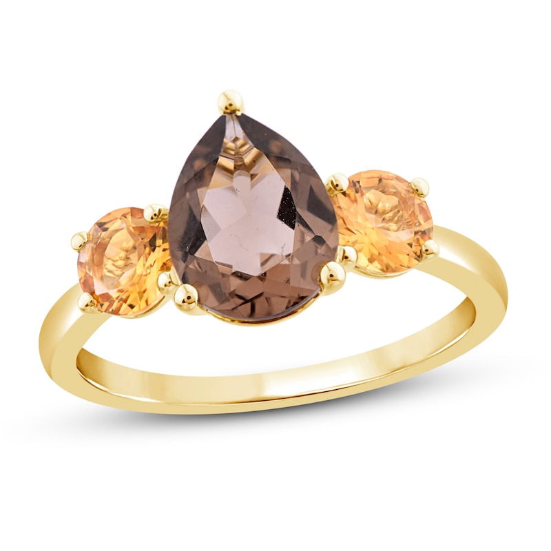 Main Image 1 of Natural Smoky Quartz & Natural Citrine Ring 10K Yellow Gold
