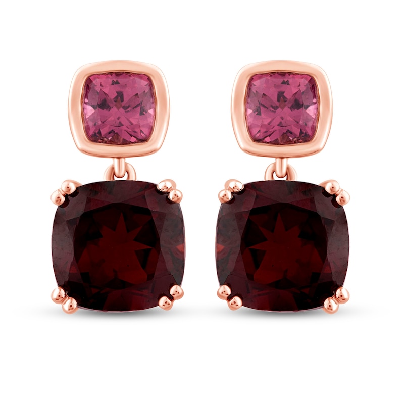 Natural Garnet Earrings 10K Rose Gold