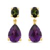 Thumbnail Image 1 of Natural Amethyst & Natural Green Tourmaline Dangle Earrings 10K Yellow Gold