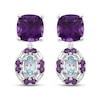 Thumbnail Image 1 of Natural Amethyst & Natural Aquamarine Earrings 1/8 ct tw Diamonds 10K White Gold