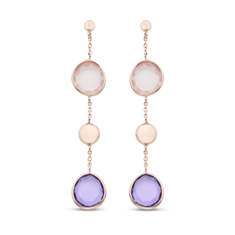 Main Image 1 of Natural Amethyst & Natural Quartz Earrings 10K Rose Gold